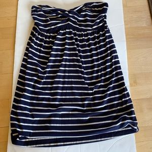 Merona Navy Blue & White Striped Swimsuit Cover-Up